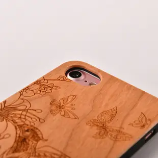 Woodu iPhone手機殼 iPhone i6 i7 i8 SE2 耐摔防震緩衝 蜂鳥信念 (保護殼 木製硬殼)