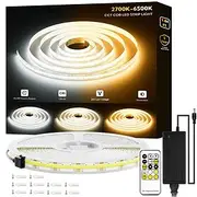 COB LED Strip Light White CCT 608LED/M Ultra Bright 10-33 ft Dimmable 2700K-6500K 24V LED Strip with RF Controller and Power Supply Suitable for DIY Lighting o