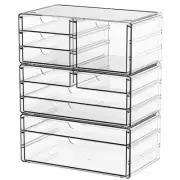 3 Pack Clear Storage Drawers With 10 Drawers,Stackable 11.1” Large Acrylic Dr...