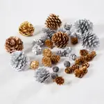 [小皮花坊] 【金銀松果】聖誕節裝飾佈置金色松果聖誕樹花環製作永
