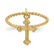 14K Yellow Gold Cross Dangle Twisted Band Child's Ring