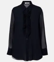 [Dorothee Schumacher] Dorothee Schumacher Sheer Dreams silk chiffon blouse AU 6 blue