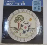 DESIGNS FOR THE NEEDLE STAMPED Cross Stitch Kit 7" HOOP FRIENDS Panda Bear #3701