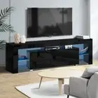 Artiss TV Cabinet Entertainment Unit Stand LED High Gloss 2 Drawers Table 160cm