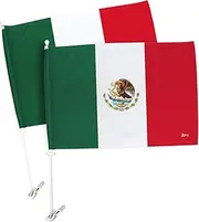 Copa America 2024 Mexico Car Flag 2 PCS Pack Bandera para Carros De Mexican Decor for Window Clip Sports Fan Gifts World Cup Football Poster Pole Mount League Patriotic Decorations Made in USA