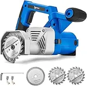 igooo Toe Kick Saw EKS85, Three 3-3/8 in. Blades, 2 Alloy Blade for Woods, 1 Diomend Blade for Tiles and Stones, Flush Cutting Saw, Special Circular Saw for Removing Subfloor or Tiles, 230V 50Hz