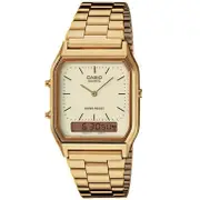 Casio AQ-230GA-9D Gold Dual Time Unisex Retro Digital Analog Watch