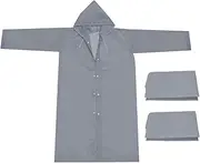 [uxcell] Rain Ponchos for Adults, 2 Pack Lightweight Reusable EVA Impermeable Rain Coat Waterproof Rain Jacket for Men and Women, Gray
