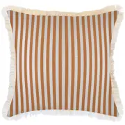 Cushion Cover-Coastal Fringe-Candy Stripe Rust-60cm x 60cm