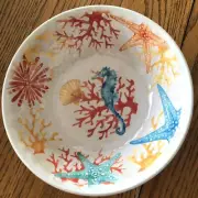 Cynthia Rowley Seahorse Starfish Coral MELAMINE Serving Bowl - 11 1/2”