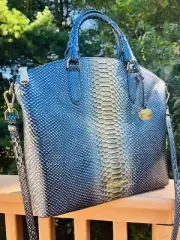 NWT BRAHMIN LARGE DUXBURY SERENITY MERIDIAN Leather Satchel Handbag WITH DUSTBAG