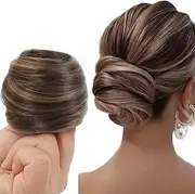 Messy Hair Bun Hair Scrunchies with Elastic Bands Natural-Looking & Reusable Light Brown Wig for Daily Wear, Professional Settings
