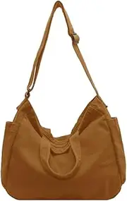 [Fogun] Japanese Style Canvas Shoulder Bag for Women and Men Vintage Crossbody Bags Satchel,Duffle Bag For Travel, Brown