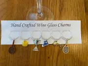 " TENNIS" SET OF 6 HAND CRAFTED Wine Glass Charm drink markers