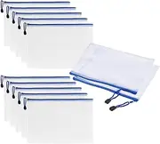 YQQZQ Zipper File Pouch,12 Pcs A5 Clear Mesh Document Bag,Waterproof Plastic Folders,and School Office Supplies,Information Subject Classification Pouch