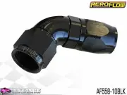 AEROFLOW BLACK ONE PIECE CUTTER FULL FLOW SWIVEL 60° HOSE END -10AN AF558-10BLK