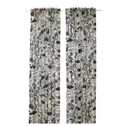 STOCKHOLM 2025 curtains, 1 pair, white/black/with heading tape, 145x250 cm