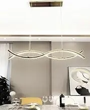 2-Wave Crystal Bar Pendant Chandelier Light (Gold) L130cm 3 Colors LED K9 Crystal Light Fixture for Kitchen Bench Top Kitchen Island Dining Room Living Room Hallway Entryway (AY02)