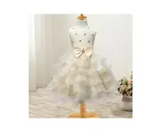 Girl Dress Kids Ruffles Lace Party Wedding Dresses Baby's First Birthday Dress-yellow