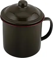 LIGHTAOTAO Vintage Enamel Coffee Mug with Spill Resistant Lid Retro Style Camping Cup for Outdoor Use for Tea and Water Durable Enamel Tumbler for Home and Travel