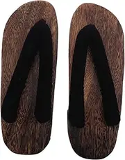 [OATIPHO] Wooden Japanese Slippers for Men Round Toe Traditional Footwear for Kimono Accessories Home Size 40