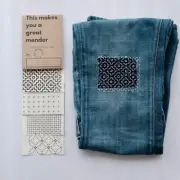 Sashiko Pattern Visible Mending Transfer Stick Stitch Embroidery Patch Washable