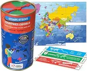 Chalk and Chuckles Smart Sticks Countries of The World, A Super Fun Learning, Family and Travel Game, Gifts for Ages 7-99 Years