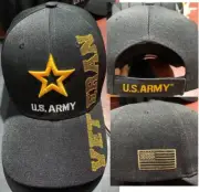 US ARMY STAR EMBLEM VETERAN LETTER CAP HAT BLACK (NEW LICENSED ARMY STAR) T2