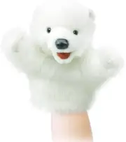 Folkmanis Little Polar Bear Hand Puppet 7" Plush Toy White Hairy Furry