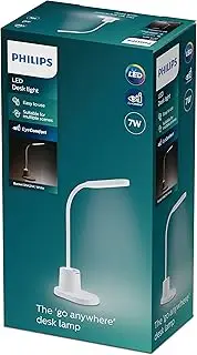 Philips LED Bucket Desk Lamp [Cool White Light 4000K - White] 8W - Charge with USB. for Home Indoor, Work, Study, Reading Lighting