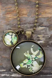 Elk Mini Wallpaper Charm Necklace--NES-PWPAP1