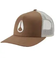 Nixon Men’s Iconed Trucker Hat in Brown/Off white