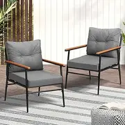 Livsip Outdoor Chairs 2pcs with Soft Cushion Seat Gray