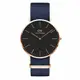 【Daniel Wellington】帆布風格時尚腕錶黑+帆布藍-40mm-DW00100277