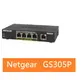 Netgear GS305P 5埠 - 4埠PoE 10/100/1000M GIGA高速 PoE供電 網路交換器