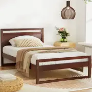 Bed Frame King Single Wooden Walnut WITTON Stylish Bedroom Furniture Sleep AL-AB