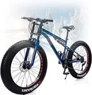 [NENAGGE] Men Women Fat Tire Mountain Bike 26 Inch 4 Inch Wide Knobby Tires MTB Bikes - 27 Speed Drivetrain Snow Bike High Carbon Steel Mountain Trail Bike Anti-Slip Bikes, Christmas Birthday Gift