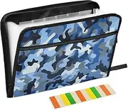 Camouflage Blue Expandable Folders 13 Pockets A4 Letter Size File Pocket Folders with Zipper Closure Expanding File Jackets for Business