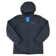 Columbia Mens S Obsidian Black Loop Sherpa-Lined Camo Lined Jacket Hooded NEW