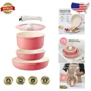 Versatile Non-Stick Cookware Set: 5-Pc Ceramic Collection with Detachable Handle