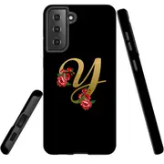 For Samsung Galaxy S21 FE Case Armour Cover, Embellished Letter Y