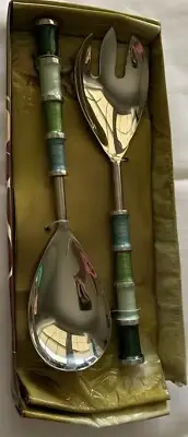 Biltmore 2 piece Salad Serving Set Fork & Spoon Silver Marble Handles New