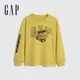 Gap 男幼童裝 Gap x 風火輪聯名 Logo純棉印花圓領長袖T恤-黃色(774029)