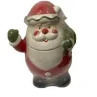 Christmas Cookie Jar 12” Santa Clause Ceramic Vtg Target Green Mitts Rosy Cheeks