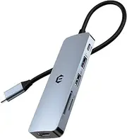 Tymyp USB C Hub, 6 in 1 Adapter for Laptop Pro/Air, iPad Pro, Mac and More, Features 4K HDMI, 100W PD, USB Ports and Card Reader