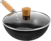 STOBAZA 1Set Non Stick Wok with Lid Versatile Frying Pan for Induction Gas Small Cookware for Single Person Cooking Easy to Clean Kitchen Essential