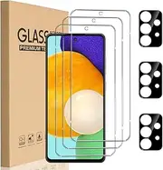 [3+3 Pack] Screen Protector + Camera Lens Protector for Samsung Galaxy A52s 5G / A52 Screen Protector, [Case Friendly] [Scratch Resistant] HD Clear Camera Tempered Glass for Samsung Galaxy A52s 5G / A52 / A52 5G
