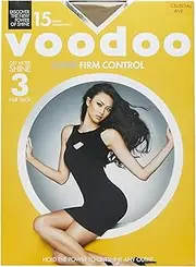 [Voodoo] Women's Pantyhose 15 Denier Shine Firm Control Sheer Tights (3 Pack)