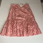 Antonio Melani NWT $159 Pink Floral Peasant Skirt in 100% Cotton Sz 8 PERFECTION