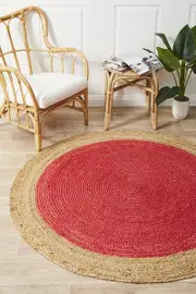 Rug Culture Cherry Hand Braided Jute Bohemian Flatwoven Round Rug